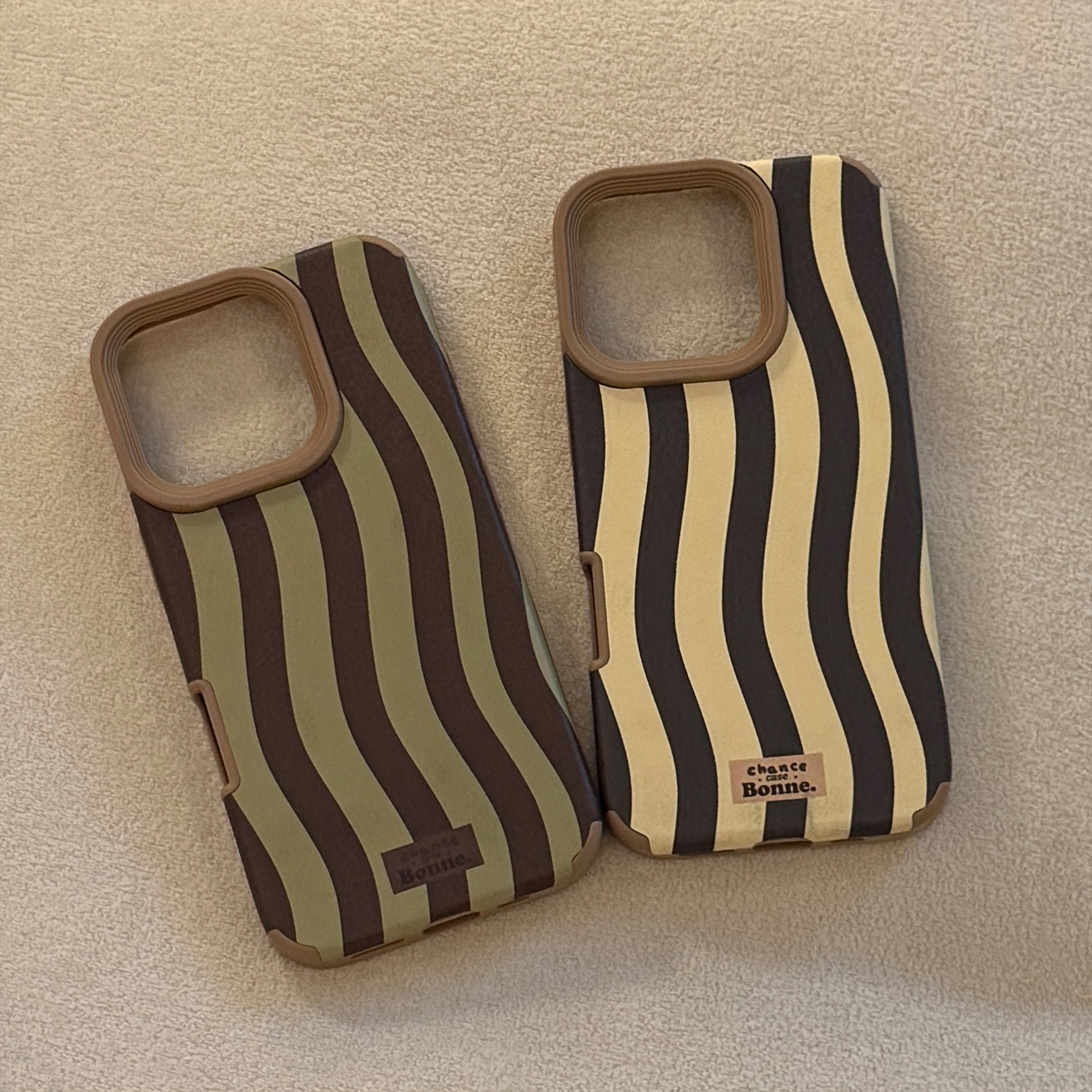 Phone Cases Leather - Vintage Wavy Striped Leather Texture Phone