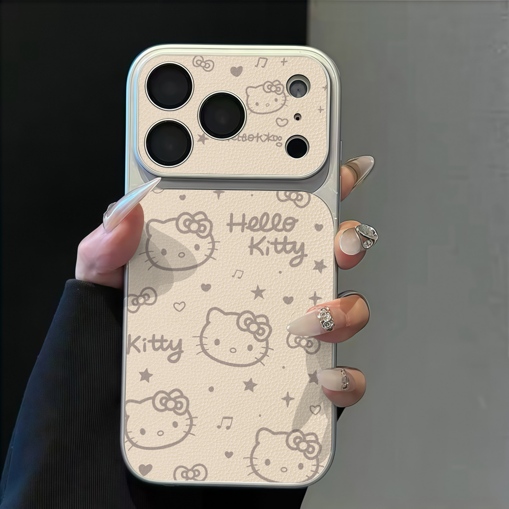 Phone Cases Leather - Line art Simple Hello Kitty Phone