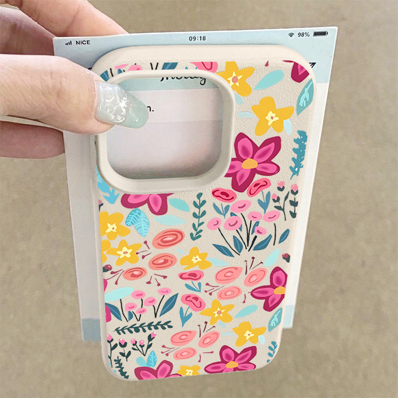 Phone Cases Leather - Colorful Flowers Phone Case For iPhone