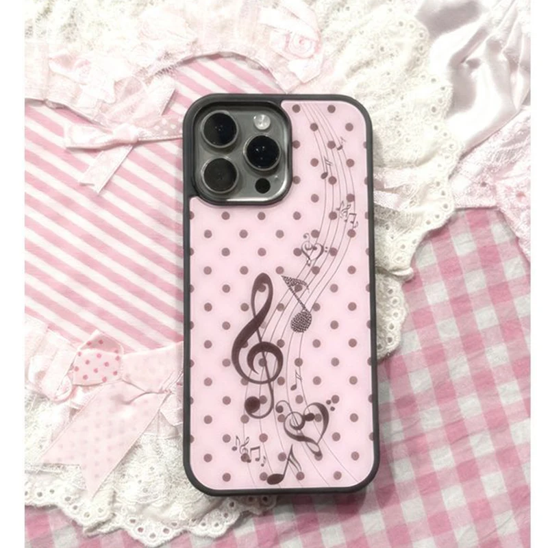Phone Cases Kawaii - Korean ins Pink Brown Polka Dot