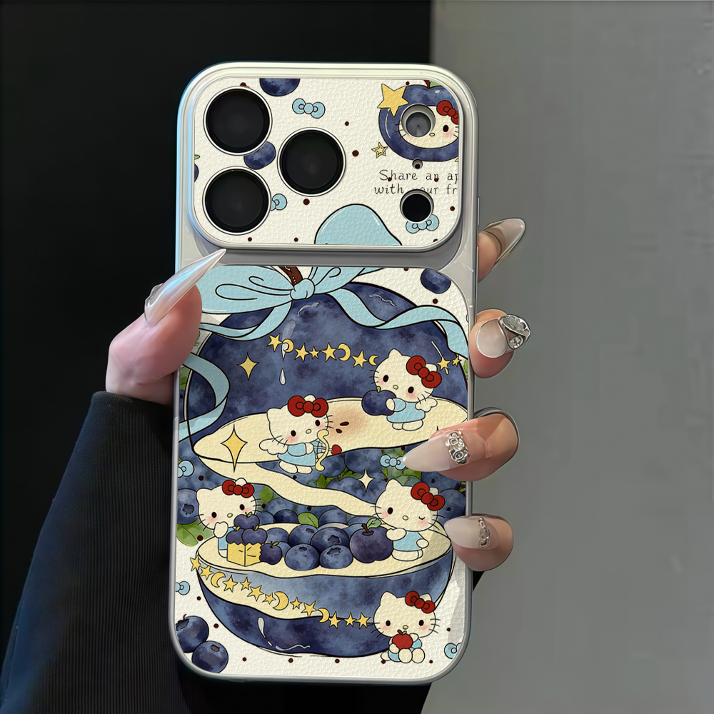 Phone Cases Leather - Blueberry Hello Kitty Bow Cute Phone