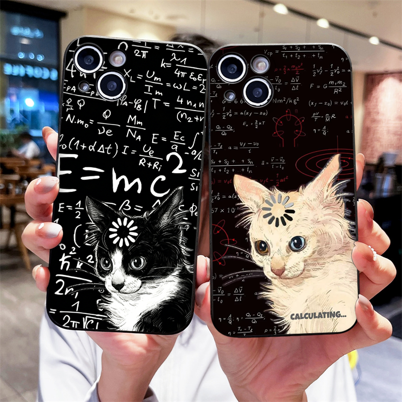 Phone Cases Oppo - Funny Art Thinking Formula Cat Pattern