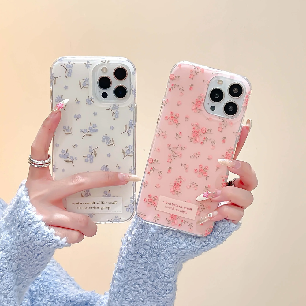 Phone Cases Art - Pink and Blue White Flowers Floral