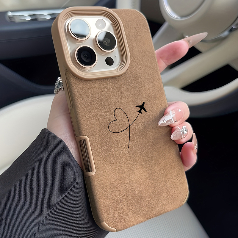 Phone Cases Beach - Airplane Route Love Heart Design Faux