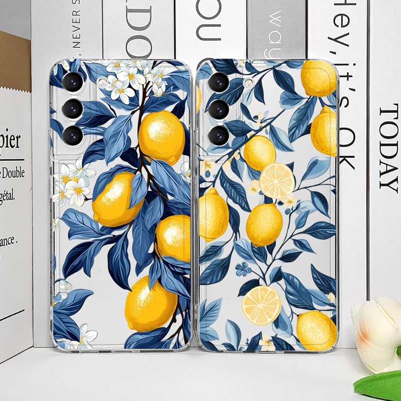 Phone Cases Realme - Cute Blue Leaf Yellow Lemon Fresh