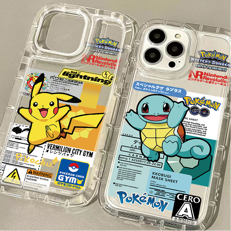 Phone Cases Anime - P-Pokemon Cool Pikachu Squirtle Soft Case