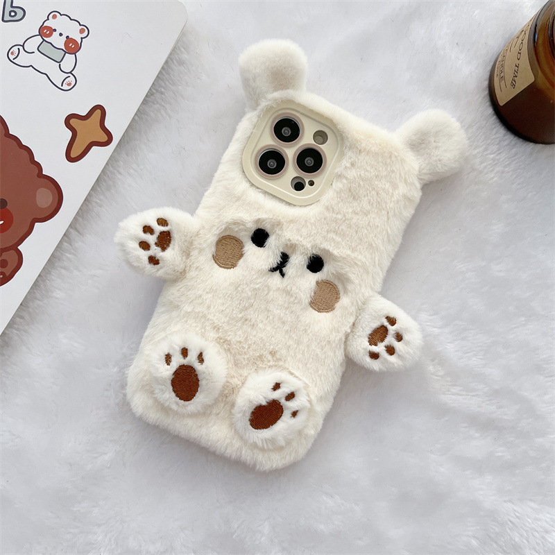 Korean 3D Cartoon Bear Fluffy  - Phone Cases Leather ulasan dan harga