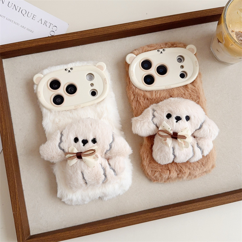 3D Cartoon Bowknot Puppy Warm  - Phone Cases For Iphone 11 ulasan dan harga