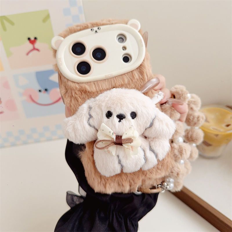 3D Cartoon Bowknot Puppy Warm  - Phone Cases For Iphone 11 ulasan dan harga