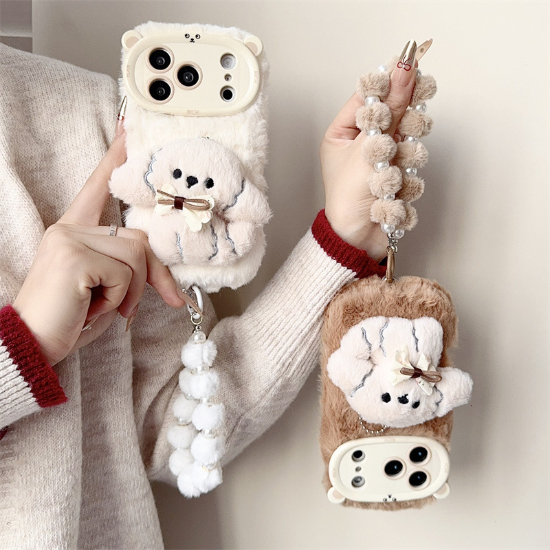 3D Cartoon Bowknot Puppy Warm  - Phone Cases For Iphone 11 ulasan dan harga