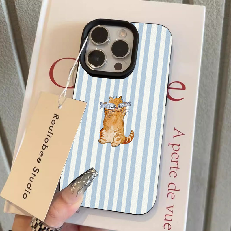 Cute Striped Kitten Fish Desig - Phone Cases Art ulasan dan harga