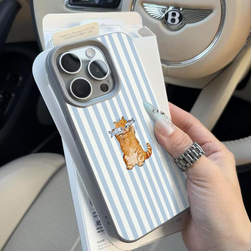 Cute Striped Kitten Fish Desig - Phone Cases Art ulasan dan harga