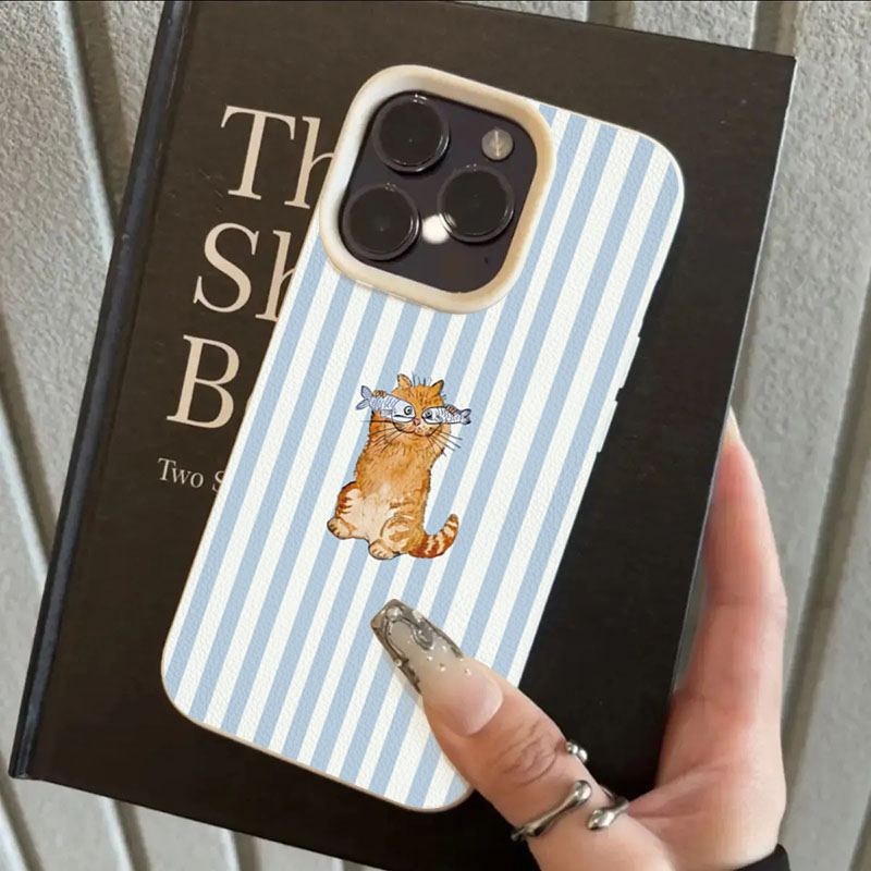 Cute Striped Kitten Fish Desig - Phone Cases Art ulasan dan harga