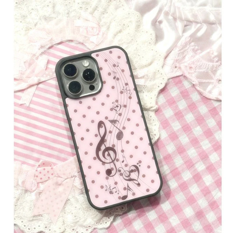 Korean ins Pink Brown Polka Do - Phone Cases Kawaii ulasan dan harga