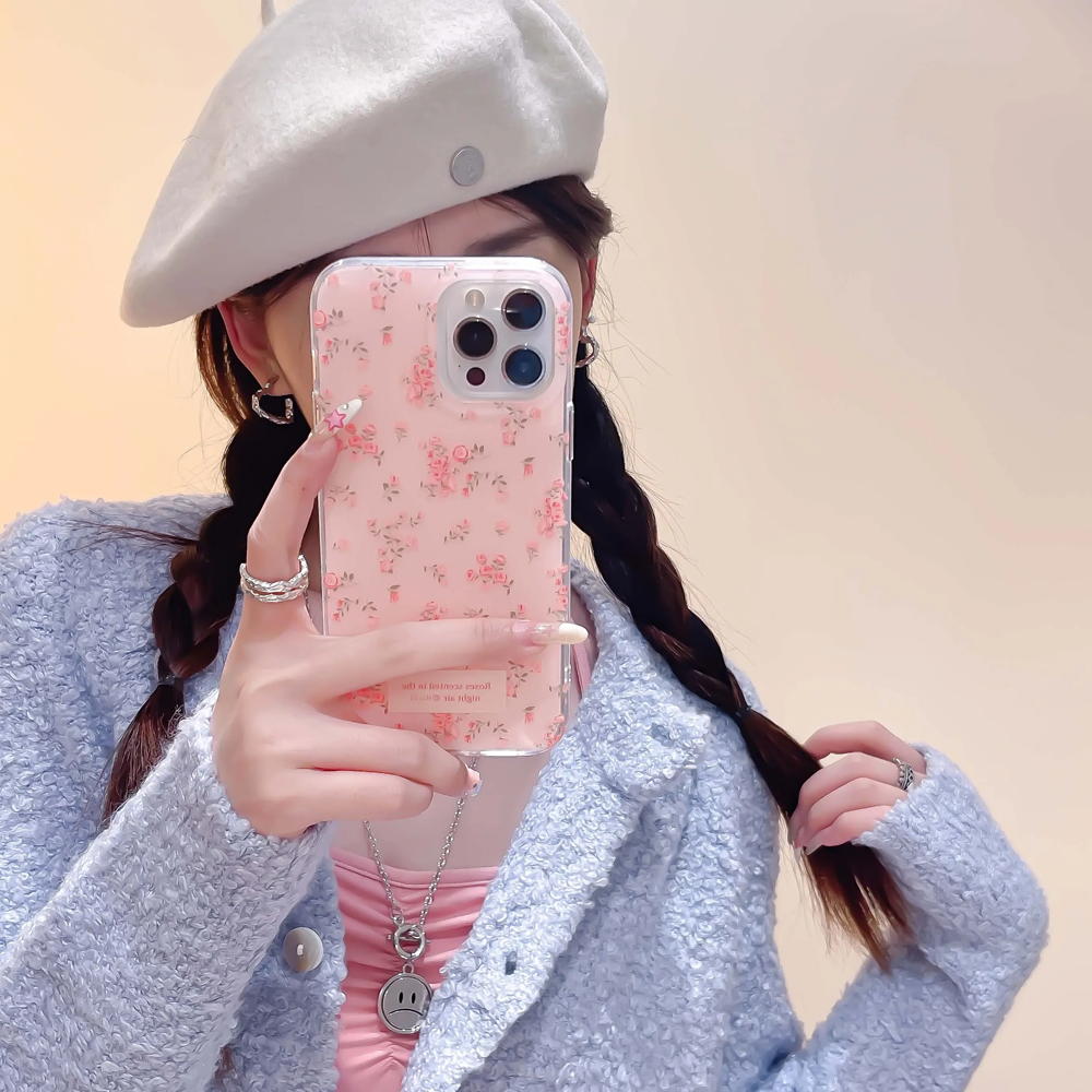 Pink and Blue White Flowers Fl - Phone Cases Art ulasan dan harga