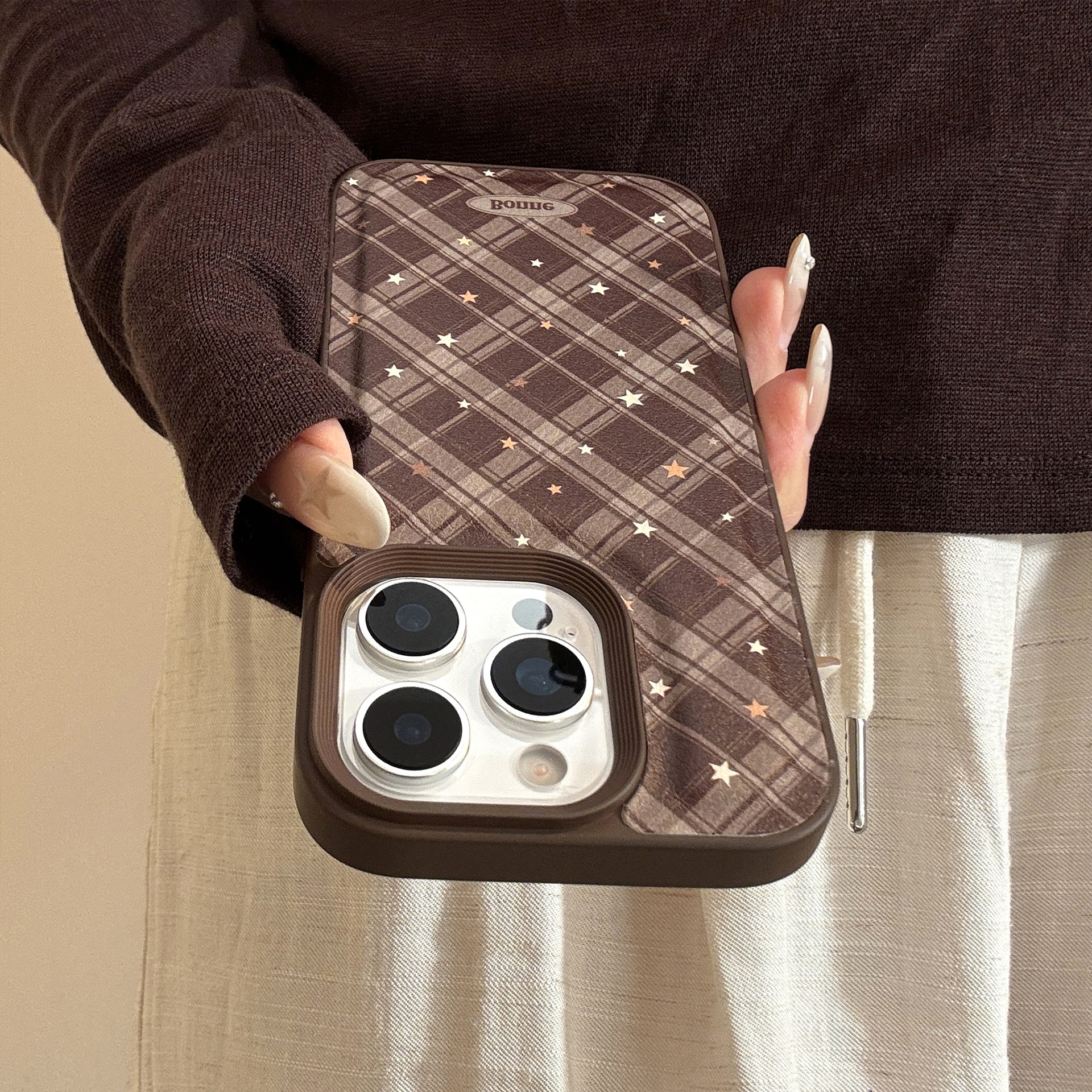 Korean Geometric Checkered Pat - Phone Cases Leather ulasan dan harga
