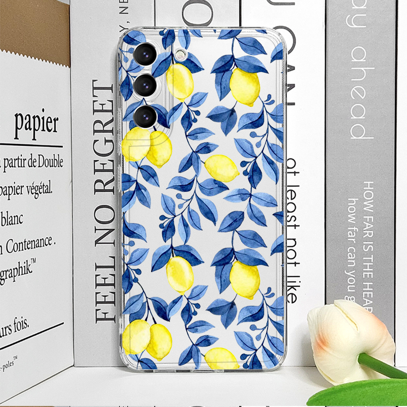 Cute Blue Leaf Yellow Lemon Fr - Phone Cases Realme ulasan dan harga