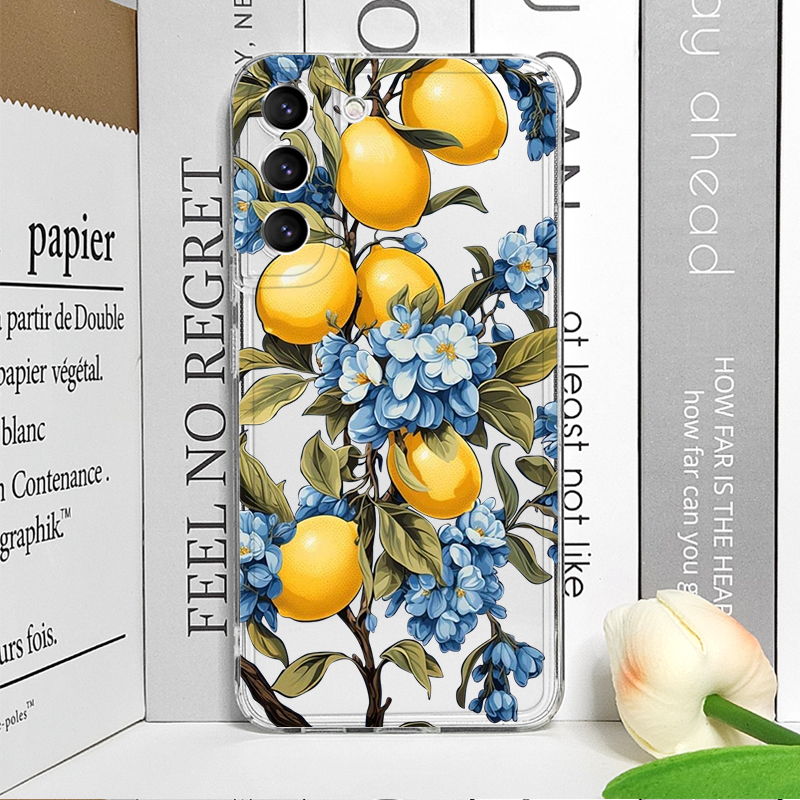 Cute Blue Leaf Yellow Lemon Fr - Phone Cases Realme ulasan dan harga