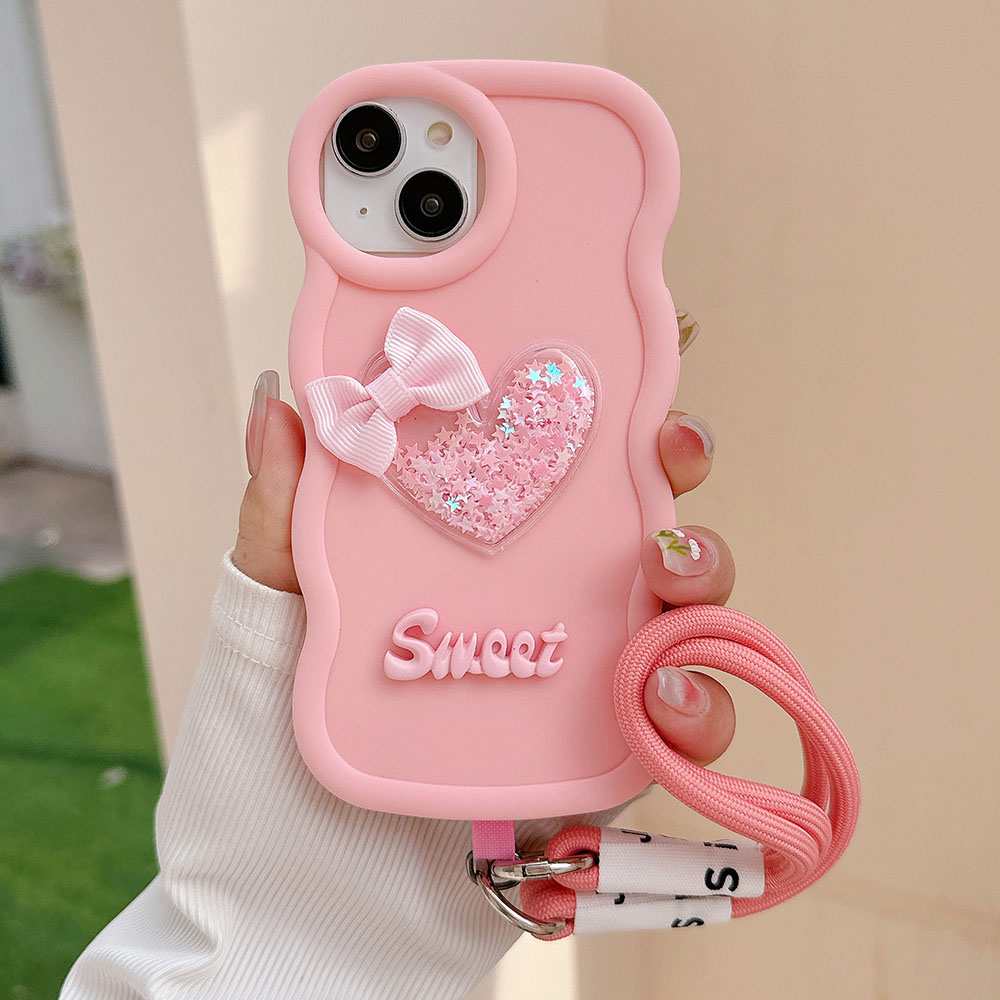 Love Heart Bow Wavy Soft Phone - Phone Cases Ugly ulasan dan harga