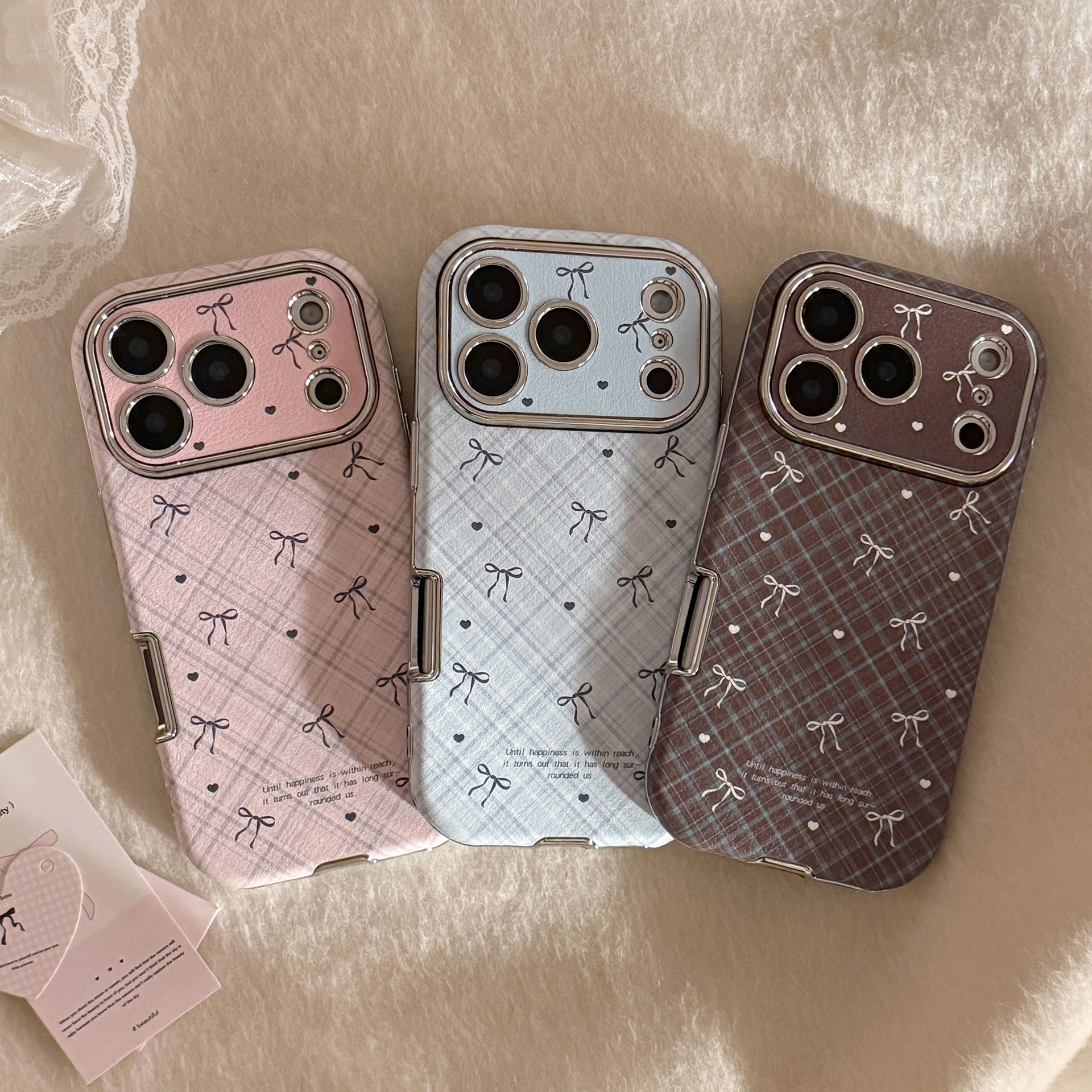 Korean Retro Plaid Grid Patter - Phone Cases Leather ulasan dan harga