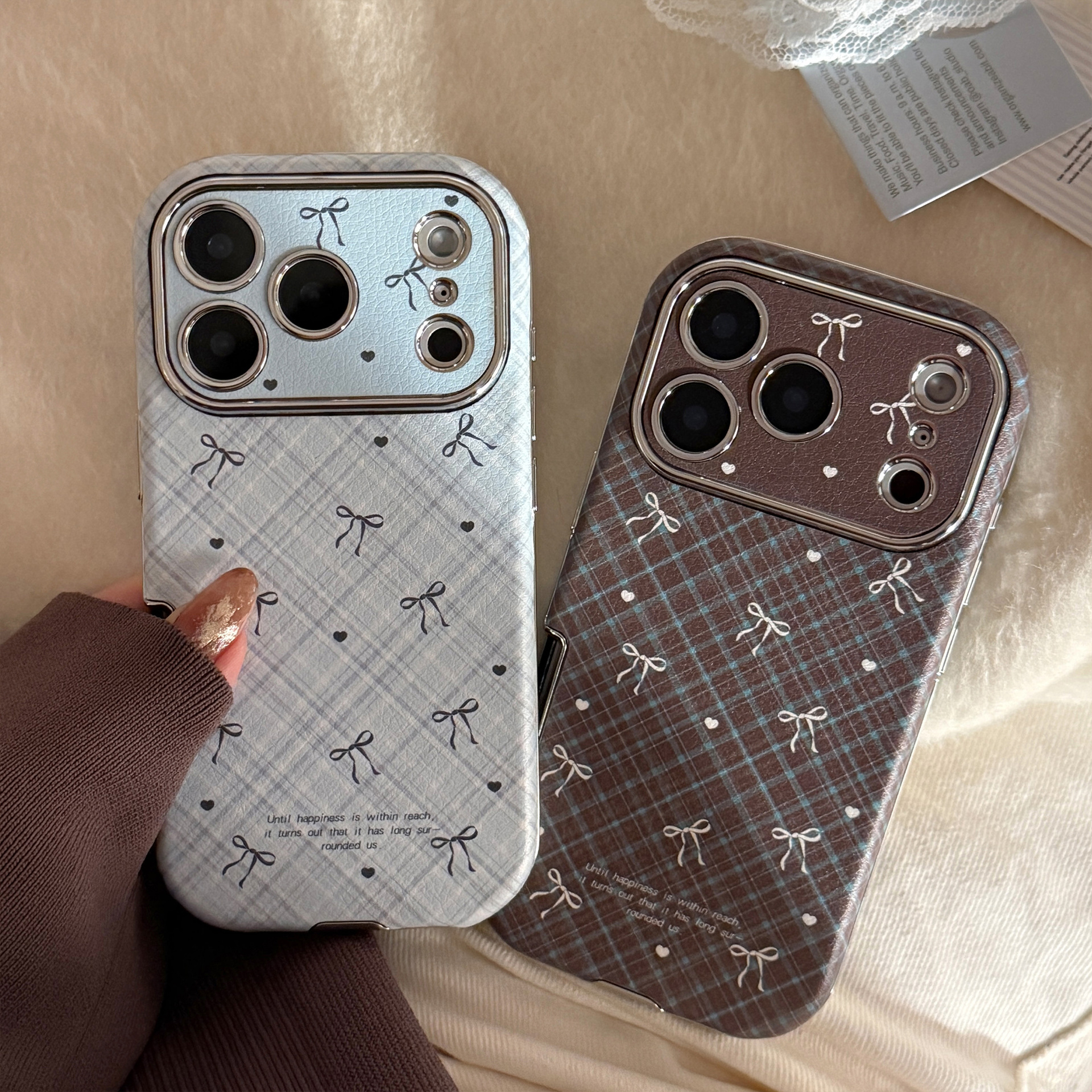 Korean Retro Plaid Grid Patter - Phone Cases Leather ulasan dan harga